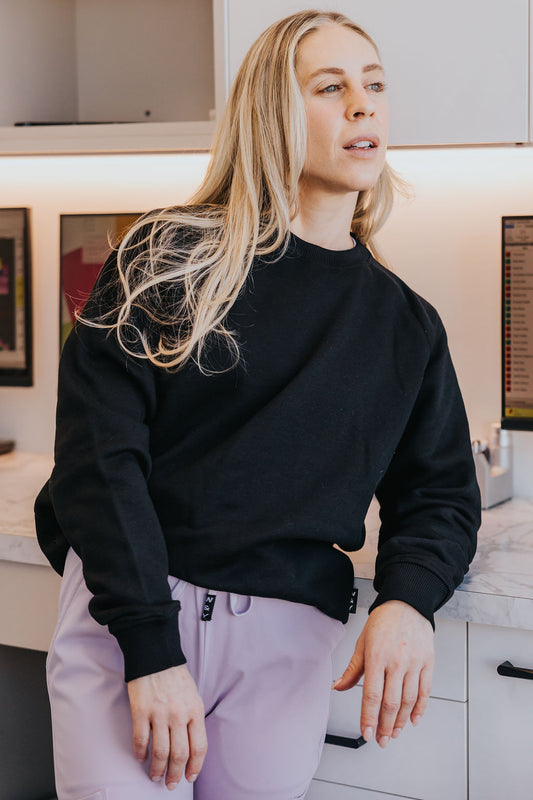 CREWNECK W&Y BASIC -BLACK-