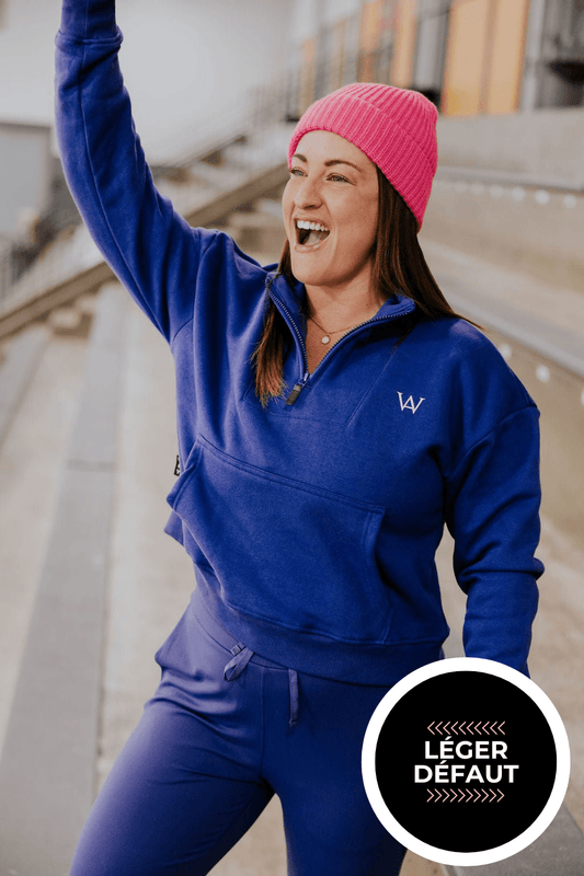 CHANDAIL DEMI ZIP LACEY - BLEU MAUVE - "LÉGER DÉFAUT" - WILL&YOU