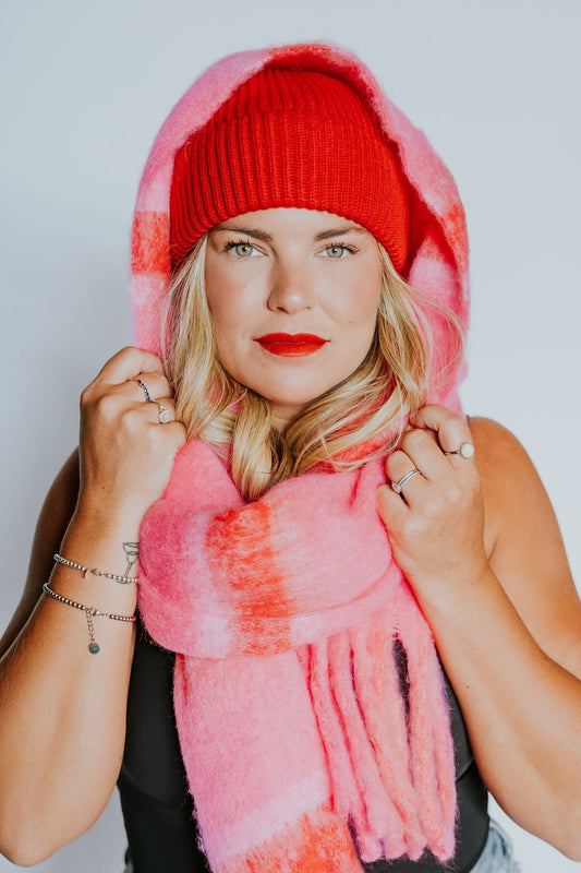 FOULARD ELSA -ROUGE & ROSE - WILL&YOU