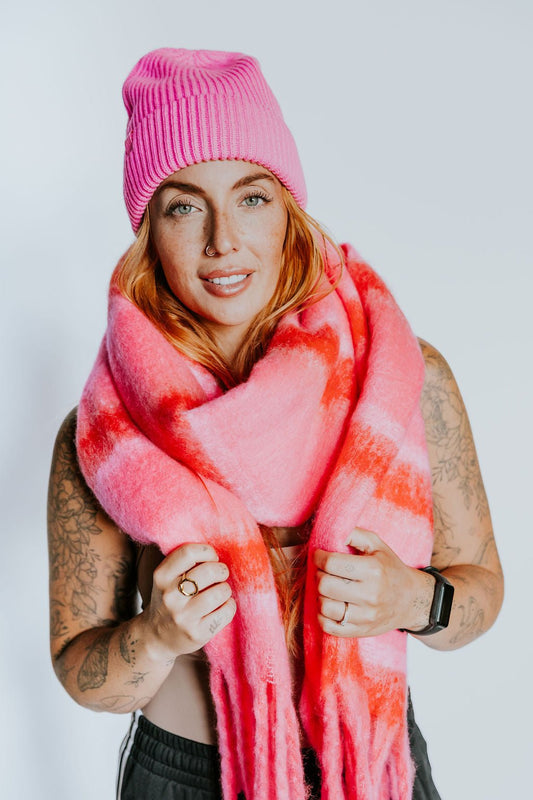 FOULARD ELSA -ROUGE & ROSE - WILL&YOU