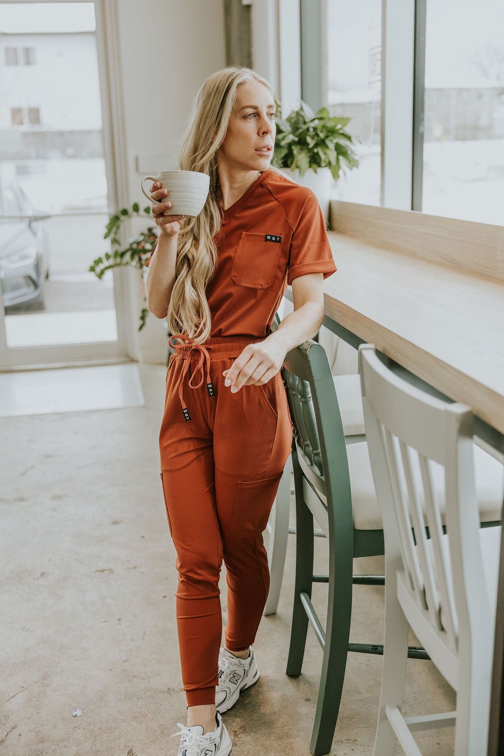 HAUT D'UNIFORME SHEPHERD SANS POCHE (COL EN V) - TERRACOTTA - WILL&YOU