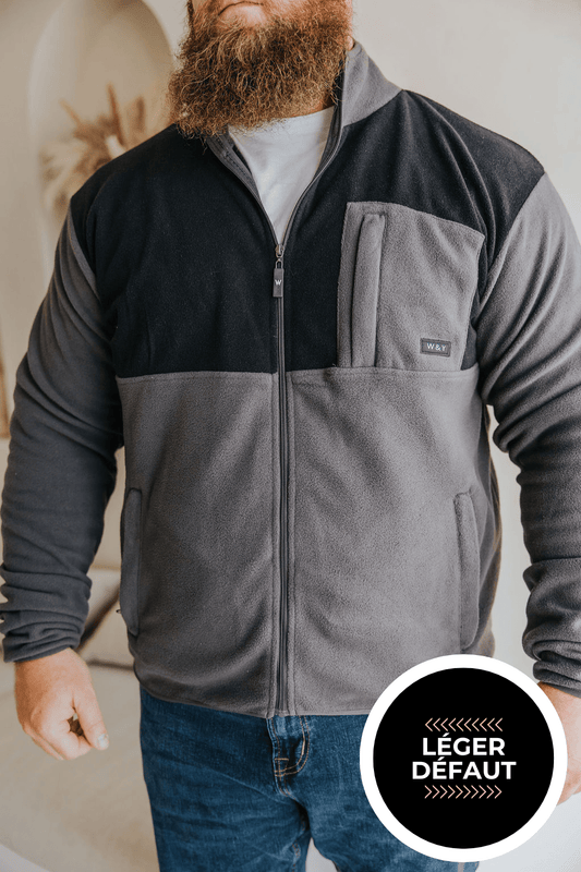 VESTE POLAR PAOLO (ADULTE) - CHARCOAL & NOIR - "LÉGER DÉFAUT" - WILL&YOU