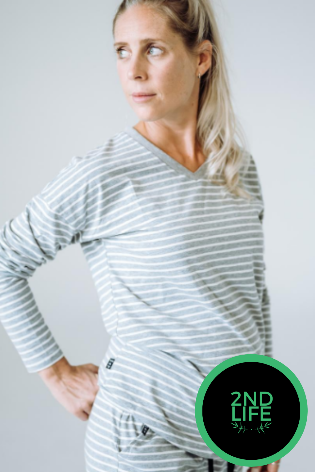 LOUNGEWEAR SET (ADULT) -GRAY &amp; WHITE- *2NDLIFE*