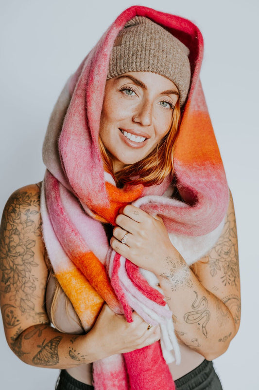 FOULARD ELSA -ROSE & ORANGE - WILL&YOU