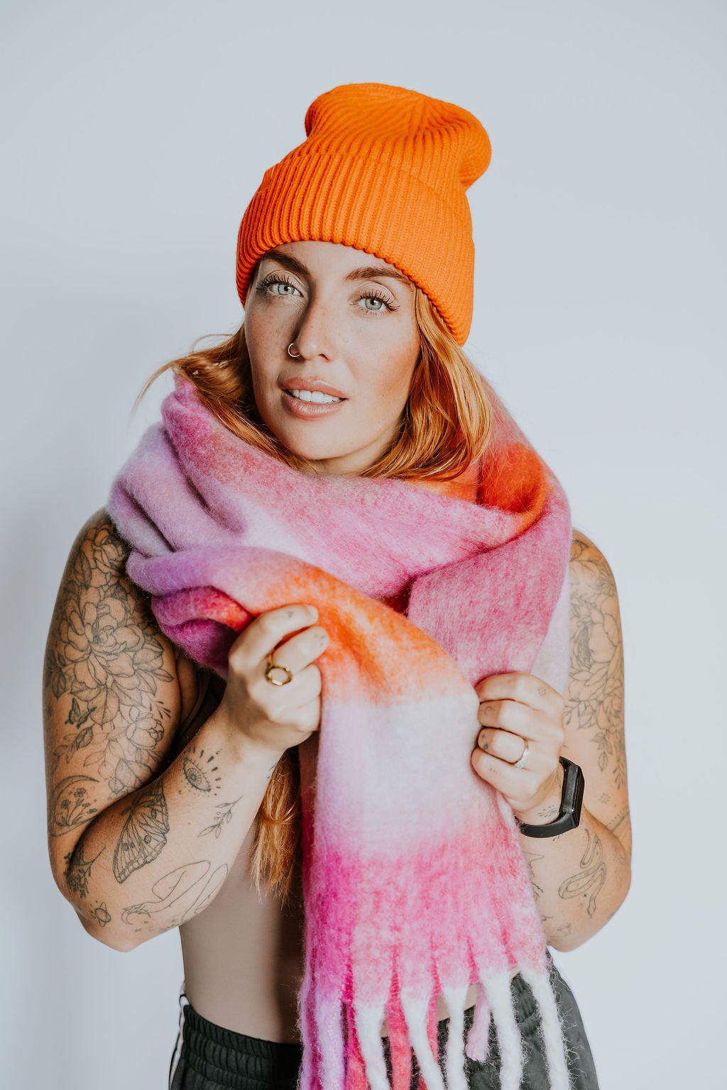 FOULARD ELSA -ROSE & ORANGE - WILL&YOU