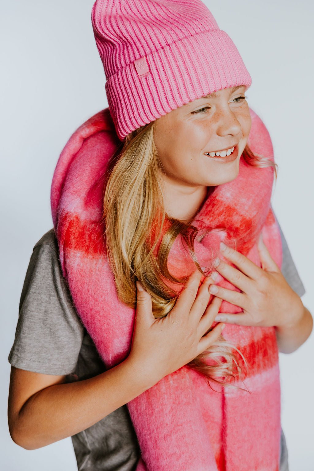 FOULARD ELSA -ROUGE & ROSE - WILL&YOU