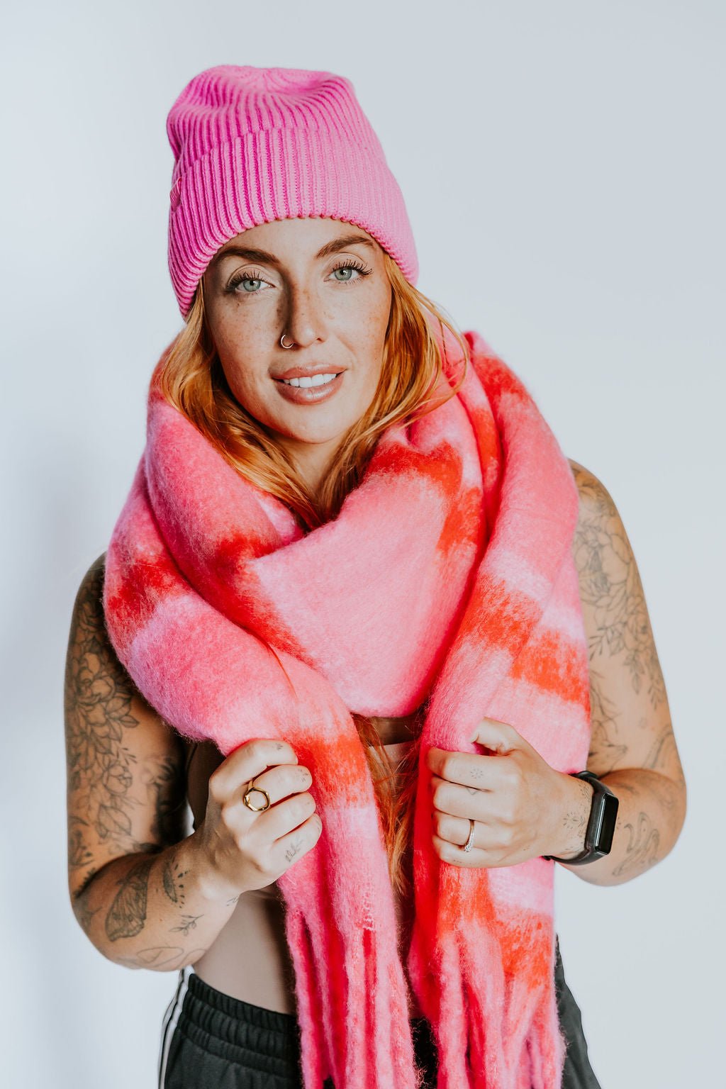 FOULARD ELSA -ROUGE & ROSE - WILL&YOU