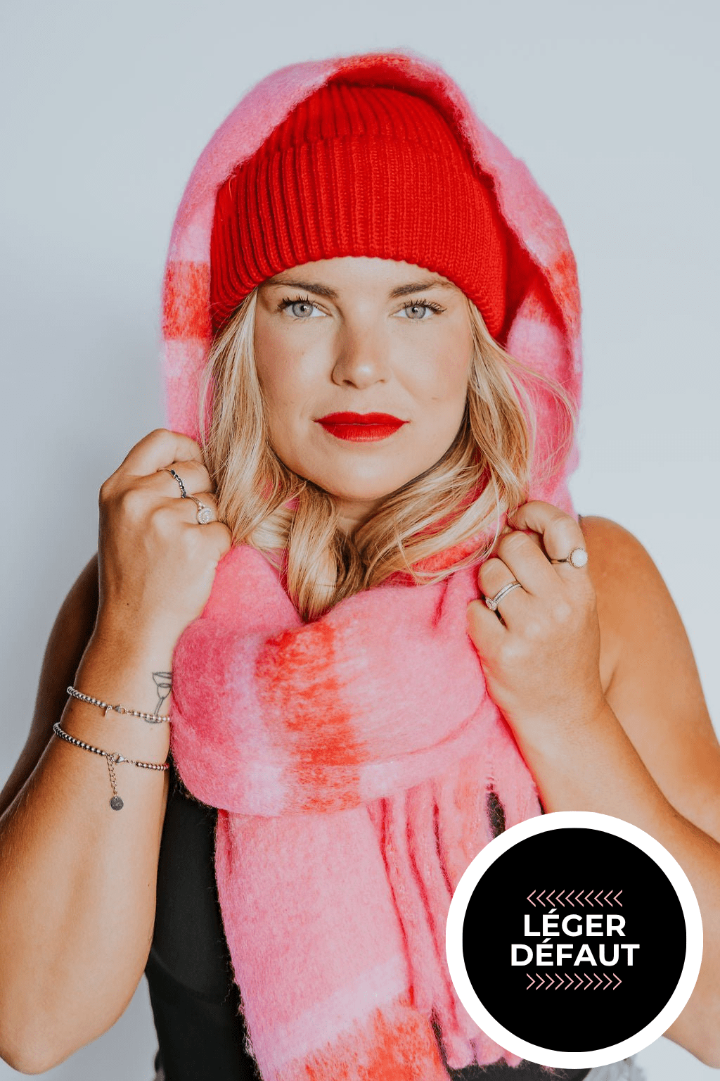 FOULARD ELSA -ROUGE & ROSE- "LÉGER DÉFAUT" - WILL&YOU