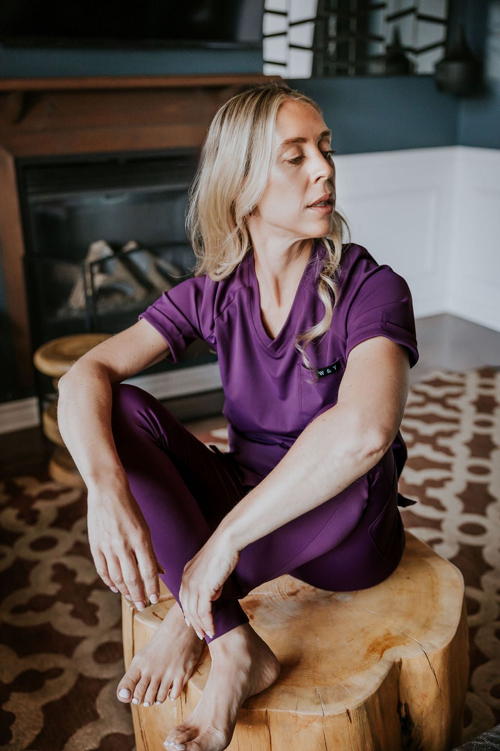 HAUT D'UNIFORME SHEPHERD AVEC POCHES (COL EN V) -RAISIN - WILL&YOU
