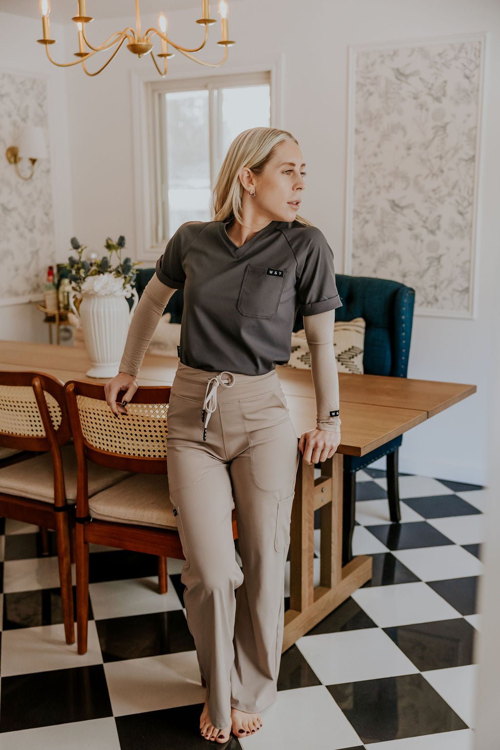 HAUT D'UNIFORME SHEPHERD SANS POCHE (COL EN V) - CHARCOAL - WILL&YOU