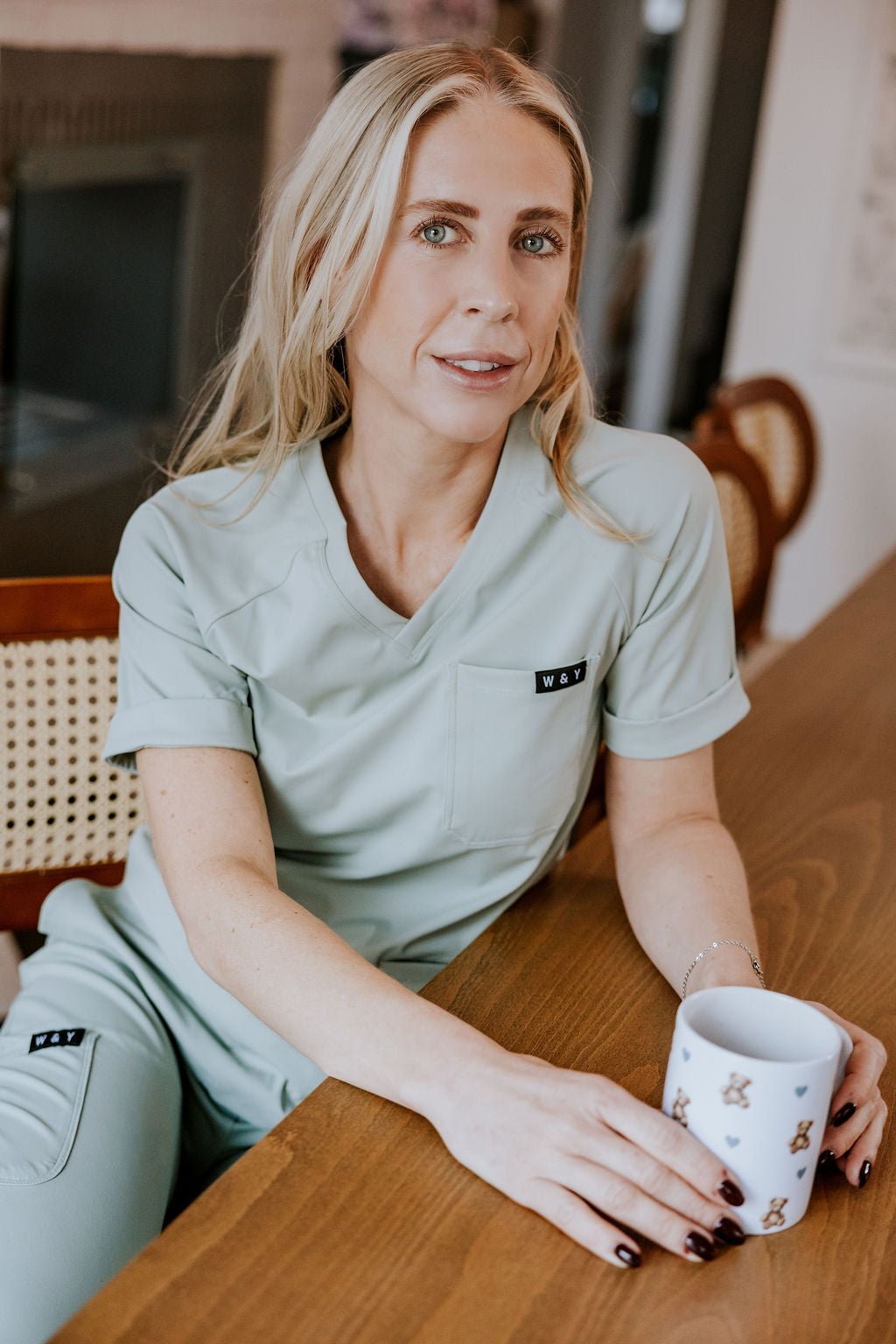 HAUT D'UNIFORME SHEPHERD SANS POCHE (COL EN V) - SAUGE - WILL&YOU