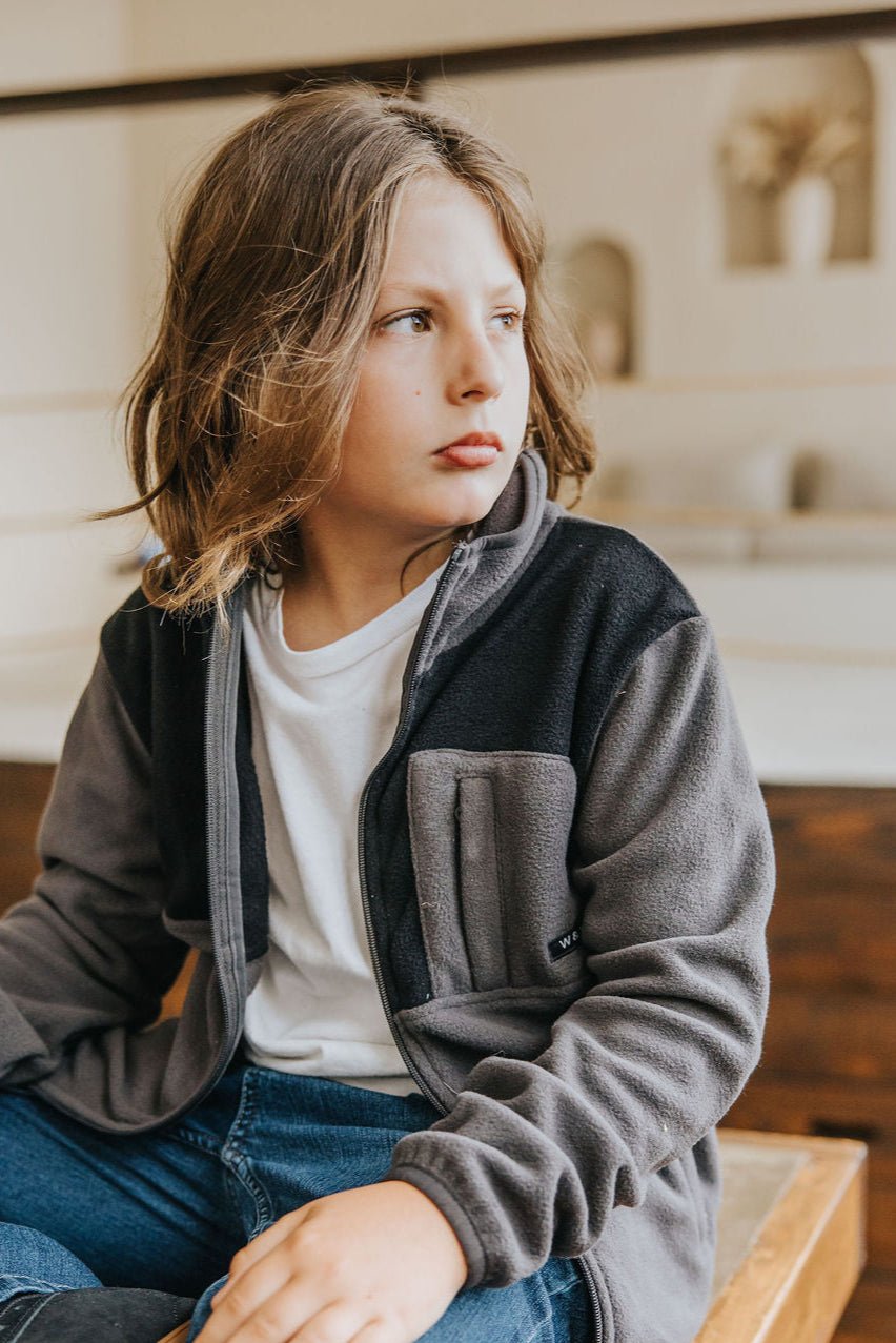 VESTE POLAR PAOLO (ENFANT) - CHARCOAL & NOIR - WILL&YOU