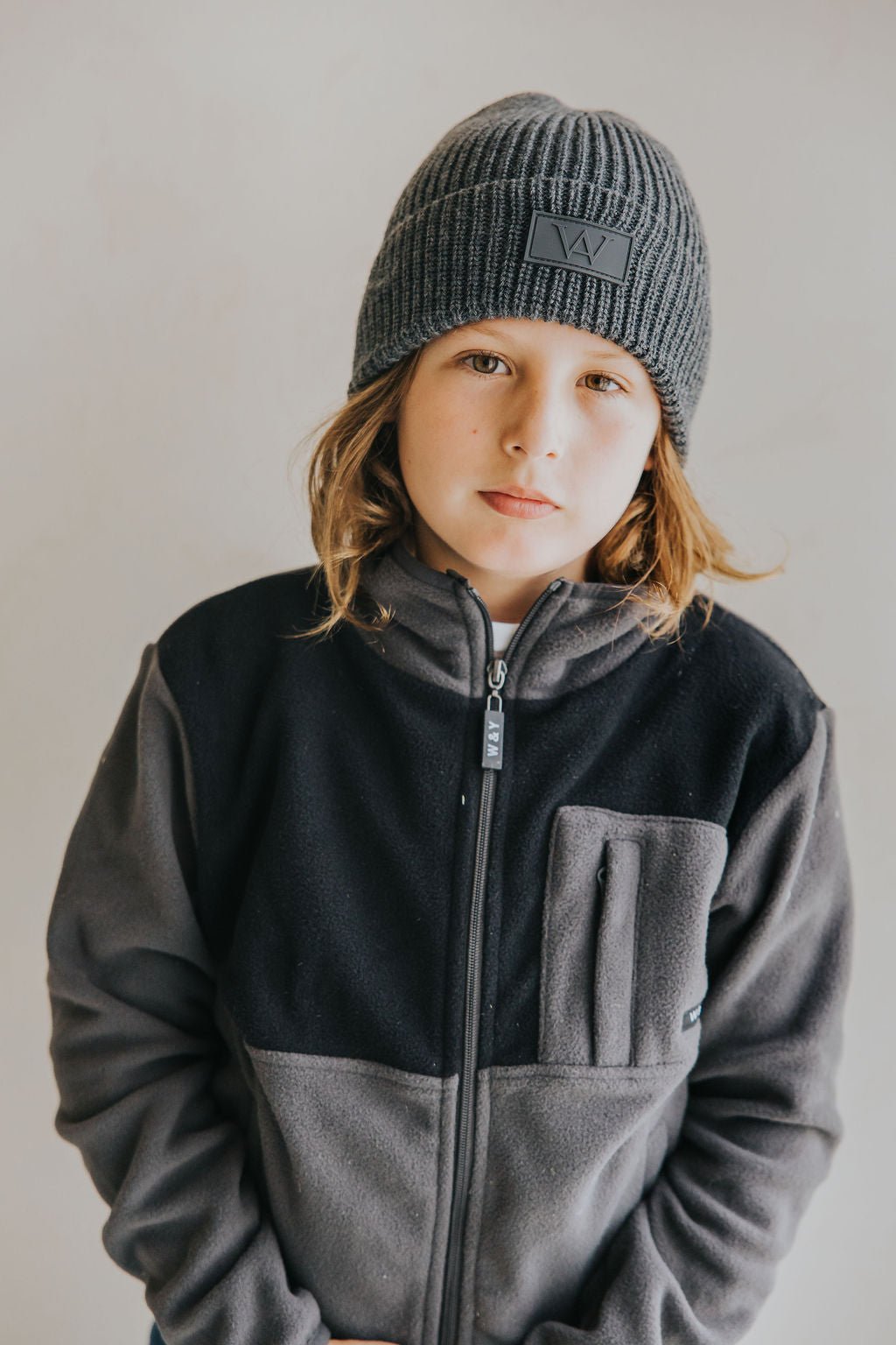 VESTE POLAR PAOLO (ENFANT) - CHARCOAL & NOIR - WILL&YOU