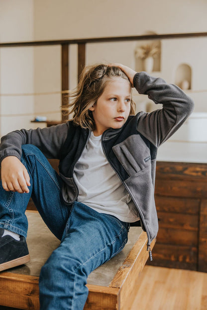 VESTE POLAR PAOLO (ENFANT) - CHARCOAL & NOIR - WILL&YOU